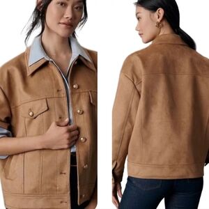 Anthropologie Maeve Vegan-Suede Trucker Jacket Size Medium